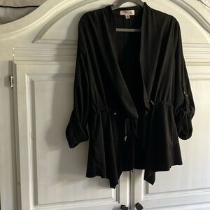 Philosophy waterfall drawstring waist faux suede jacket